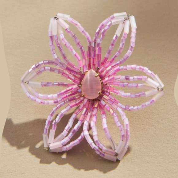 Anthropologie Small Beaded Post Earrings in Pink - Picture 2 of 5